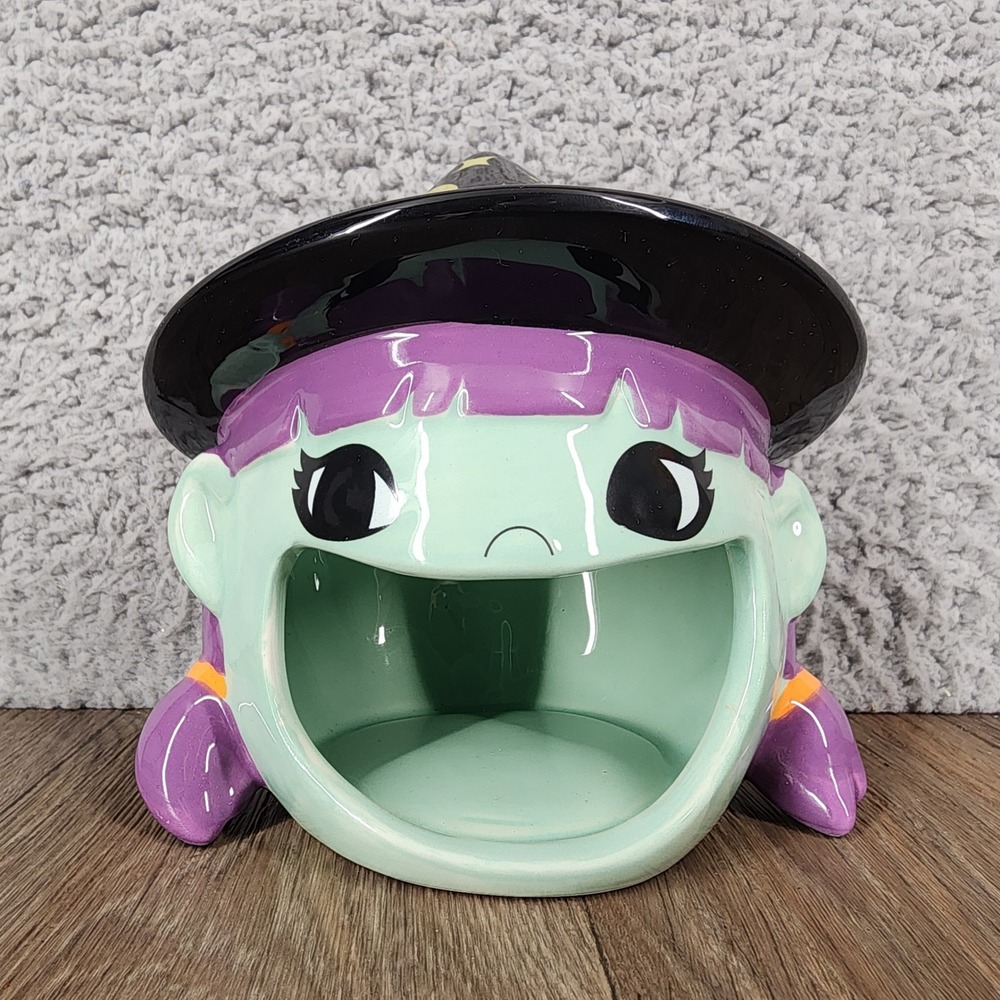 Target Halloween Witch Candy Bowl‎ Sponge Holder Mint Green Purple Celestial Hat